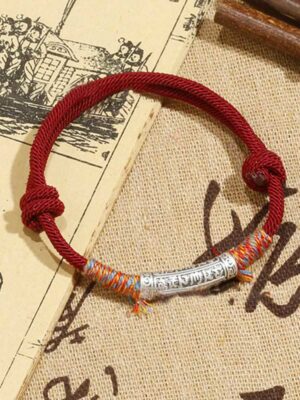 HimaFlow Handmade 999 Sterling Silver Om Mani Padme Hum Protection Rope Bracelet
