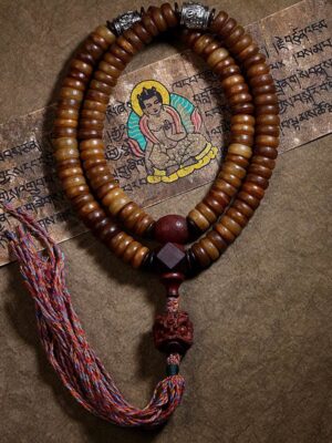 HimaFlow Tibetan 108 Mala Beads Yak Bone Dzi Bead PiXiu Nine Palaces Eight Diagrams Balance Bracelet