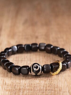 HimaFlow Tibetan Ebony Wood Dzi Bead Balance Calm Bracelet