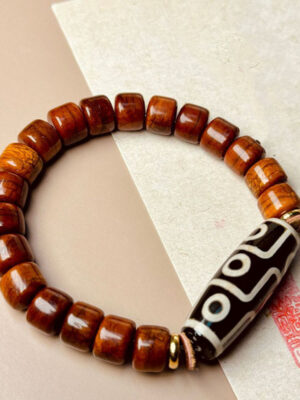 HimaFlow Tibetan Yak Bone Nine-Eye Dzi Bead Protection Bracelet