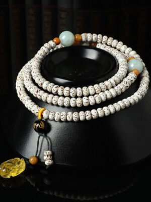 HimaFlow Tibetan Bodhi Seed Amber Agate Wealth Bracelet