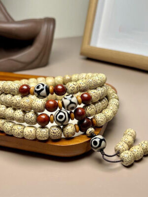 HimaFlow 108 Mala Beads Bodhi Seed Dzi Bead Keep Away Evil Spirits Bracelet