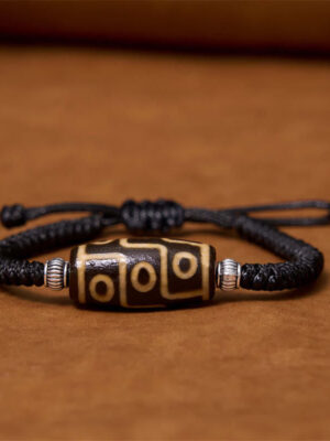 HimaFlow Tibetan Nine-Eye Dzi Bead Three-eyed Dzi Bead Wealth Protection Rope Bracelet