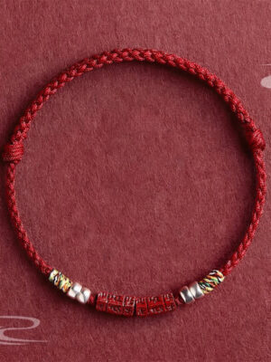 HimaFlow 925 Sterling Silver Om Mani Padme Hum Cinnabar Blessing Child Adult Bracelet