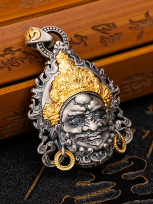 HimaFlow 925 Sterling Silver Tibetan Yellow Jambhala God of Wealth Protection Necklace Pendant