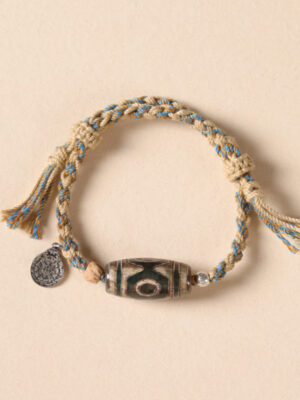 HimaFlow Tibetan Dzi Bead Wealth  Protection Braided Bracelet