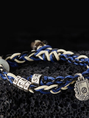 HimaFlow 925 Sterling Silver Om Mani Padme Hum Swastika Handmade Protection Bracelet