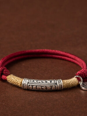 HimaFlow 999 Sterling Silver Tibet Handmade Om Mani Padme Hum Fu Character TopRank Character Luck Braided Bracelet