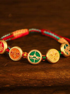 HimaFlow Tibetan Five God Of Wealth Colorful Rope Braided Luck Bracelet