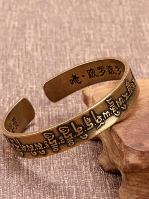 HimaFlow Tibetan Mahāpratisarā Mantra Sanskrit Copper Brass Healing Bracelet Bangle