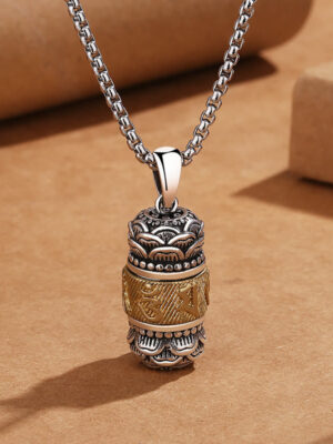 HimaFlow Tibet Om Mani Padme Hum Carved Wisdom Purity Chain Leather Rope Necklace Pendant