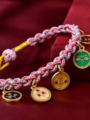 HimaFlow Handmade Tibetan Multicolored Rope Five God Of Wealth Luck Braid Bracelet