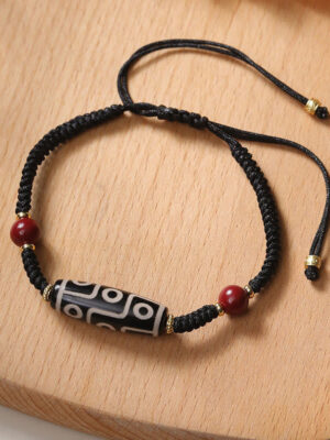 HimaFlow Handcrafted Tibetan Nine-eye Dzi Bead Protection Bracelet