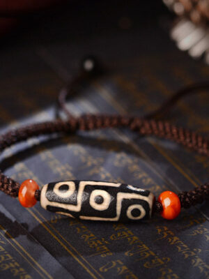 HimaFlow Tibetan Nine-Eye Dzi Bead Prosperity String Bracelet
