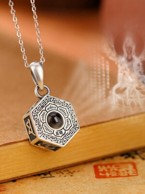 HimaFlow 990 Sterling Silver Tibetan Om Mani Padme Hum Lotus Love Projection Necklace Pendant