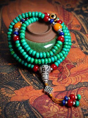 HimaFlow 108 Mala Beads Tibetan Turquoise Dzi Bead Protection Bracelet