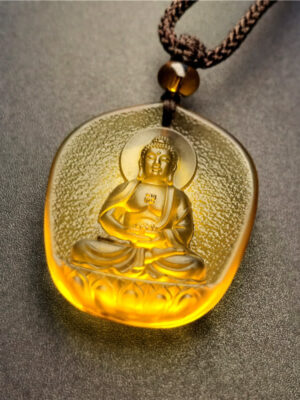 HimaFlow Chinese Zodiac Natal Buddha Blessing Liuli Crystal Compassion Necklace Pendant
