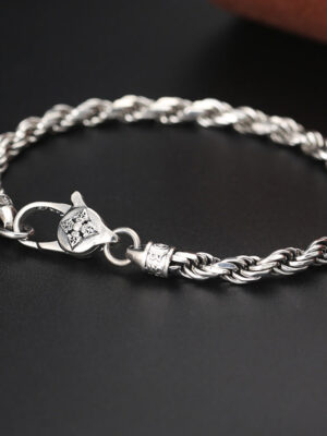 HimaFlow 925 Sterling Silver Tibet Om Mani Padme Hum Double Dorje Vajra Twisted Design Peace Love Bracelet