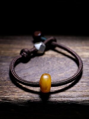 HimaFlow 925 Sterling Silver Chinese Zodiac Natal Buddha Natural Amber Clear Anxiety Bracelet