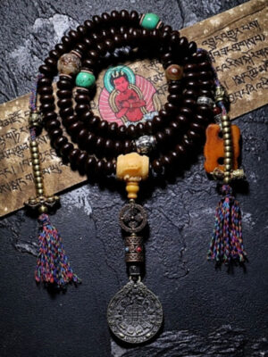 HimaFlow Tibet 108 Mala Beads Purple Bodhi Seed Bagua Vajra Auspiciousness Bracelet