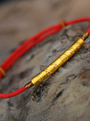 HimaFlow Tibetan Buddhist Handmade Mani Mantra Lucky Red String Bracelet