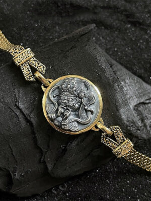 HimaFlow Tibetan 925 Sterling Silver Zakiram Goddess of Wealth Blessing Protection Bracelet