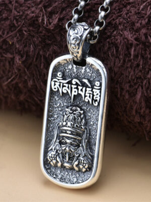 HimaFlow 925 Sterling Silver Zakiram Goddess of Wealth Om Mani Padme Hum Peace Necklace Pendant