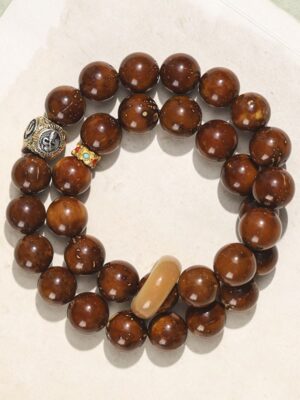 HimaFlow Tibetan Natural Purple Gold Rat Bodhi Seed Wealth Double Wrap Bracelet