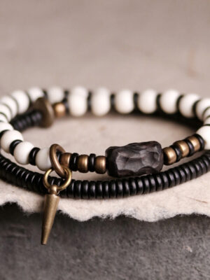 HimaFlow Yak Bone Ebony Wood Copper Strength Couple Bracelet