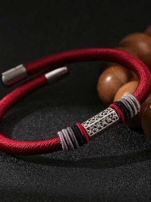 HimaFlow 925 Sterling Silver Om Mani Padme Hum Peace Red String Bracelet
