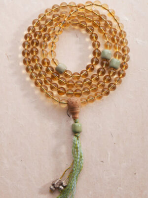 HimaFlow 108 Mala Beads 925 Sterling Silver Citrine Sandalwood Turquoise Protection Prosperity Bracelet