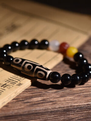 HimaFlow Tibetan Natural Nine-Eye Dzi Bead Wealth Power Bracelet