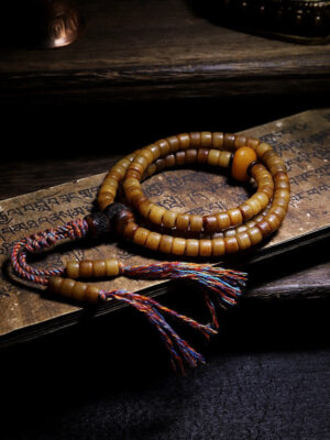 HimaFlow Tibet 108 Mala Beads Yak Bone Amber Balance Bracelet