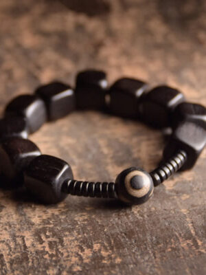 HimaFlow Tibetan Ebony Wood Dzi Bead Strength Bracelet