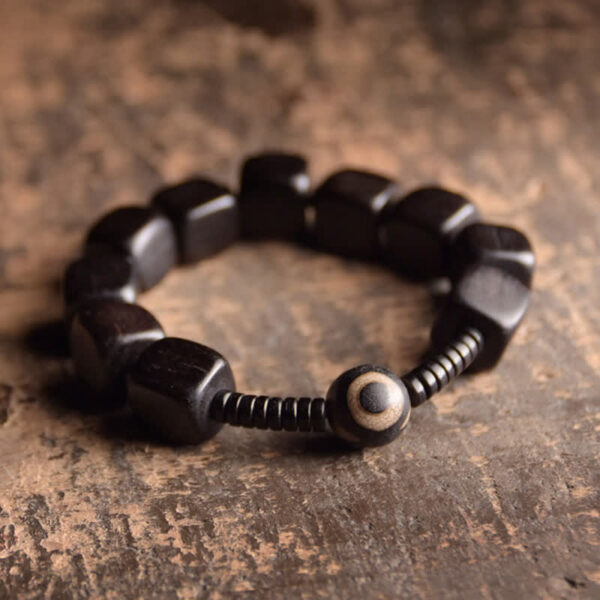 HimaFlow Tibetan Ebony Wood Dzi Bead Strength Bracelet