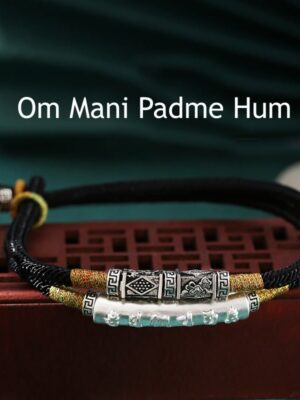 HimaFlow 999 Sterling Silver Handmade Om Mani Padme Hum Peace Braided Bracelet