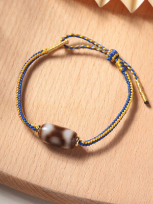 HimaFlow Tibetan Three-eyed Dzi Bead Luck Happiness Bracelet