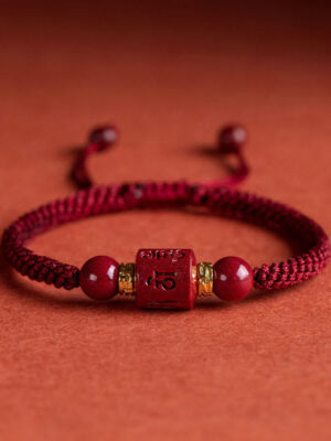 HimaFlow Tibet Cinnabar Engraved Blessing Braided Bracelet